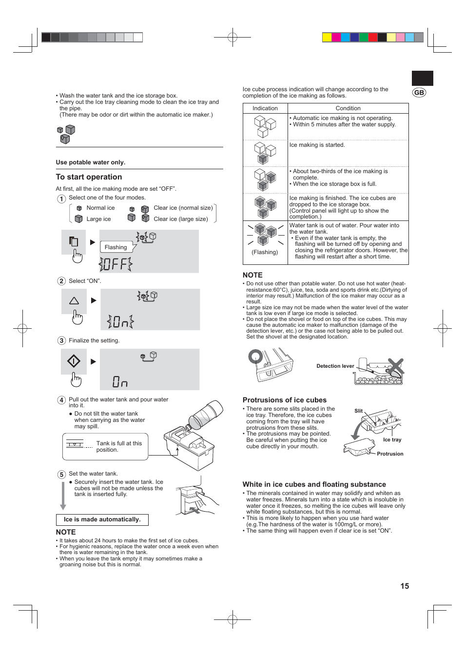 Preparations for the fi rst-time ice making, Ice making, Ice making process indication | Warning | Sharp SJ-FS820VSL User Manual | Page 15 / 308