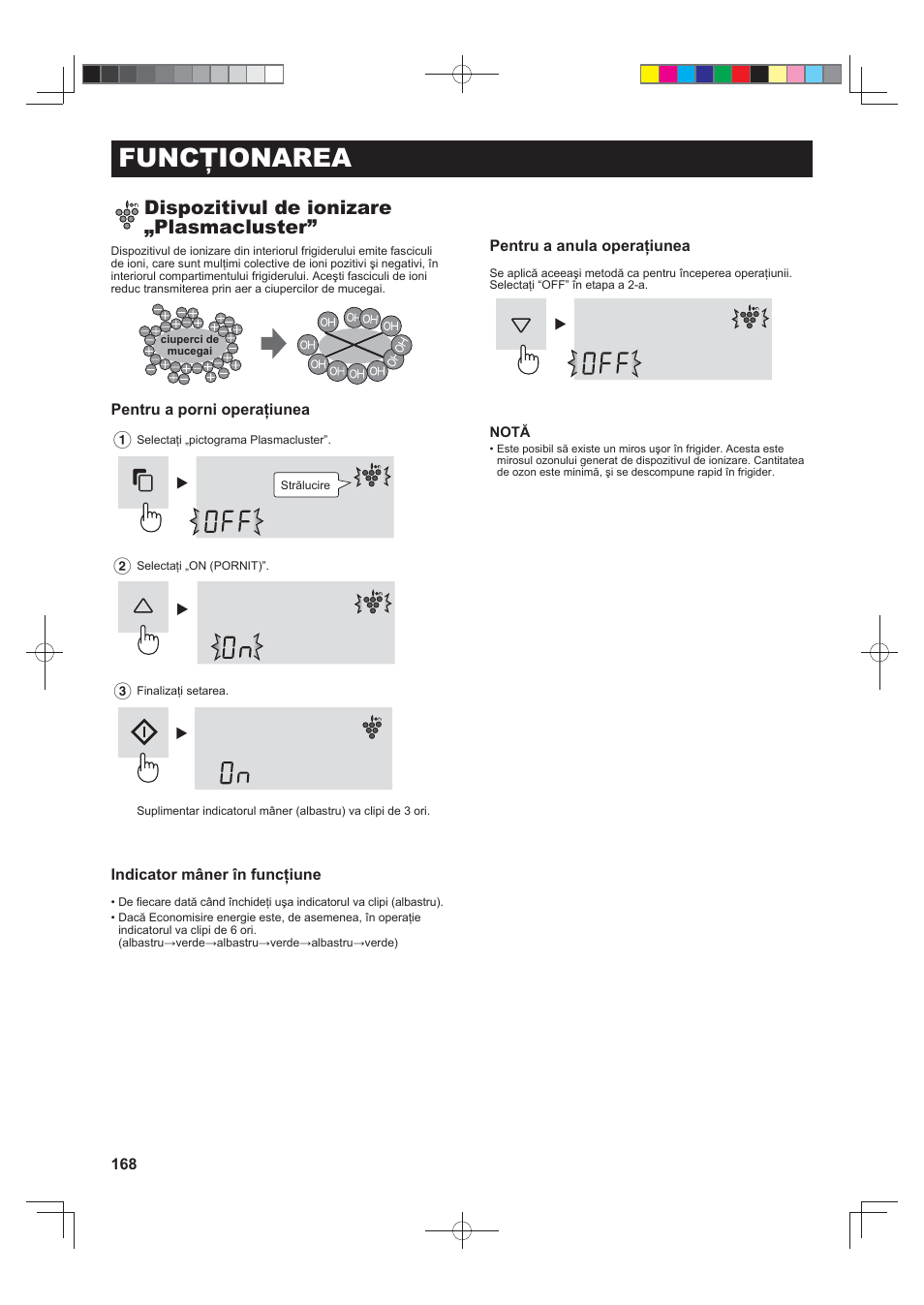 Funcţionarea, Dispozitivul de ionizare „plasmacluster | Sharp SJ-FS820VSL User Manual | Page 168 / 308