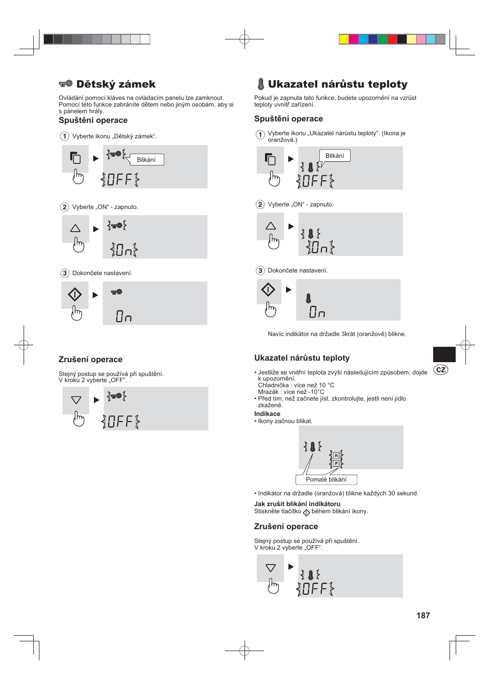 Dětský zámek, Ukazatel nárůstu teploty | Sharp SJ-FS820VSL User Manual | Page 187 / 308