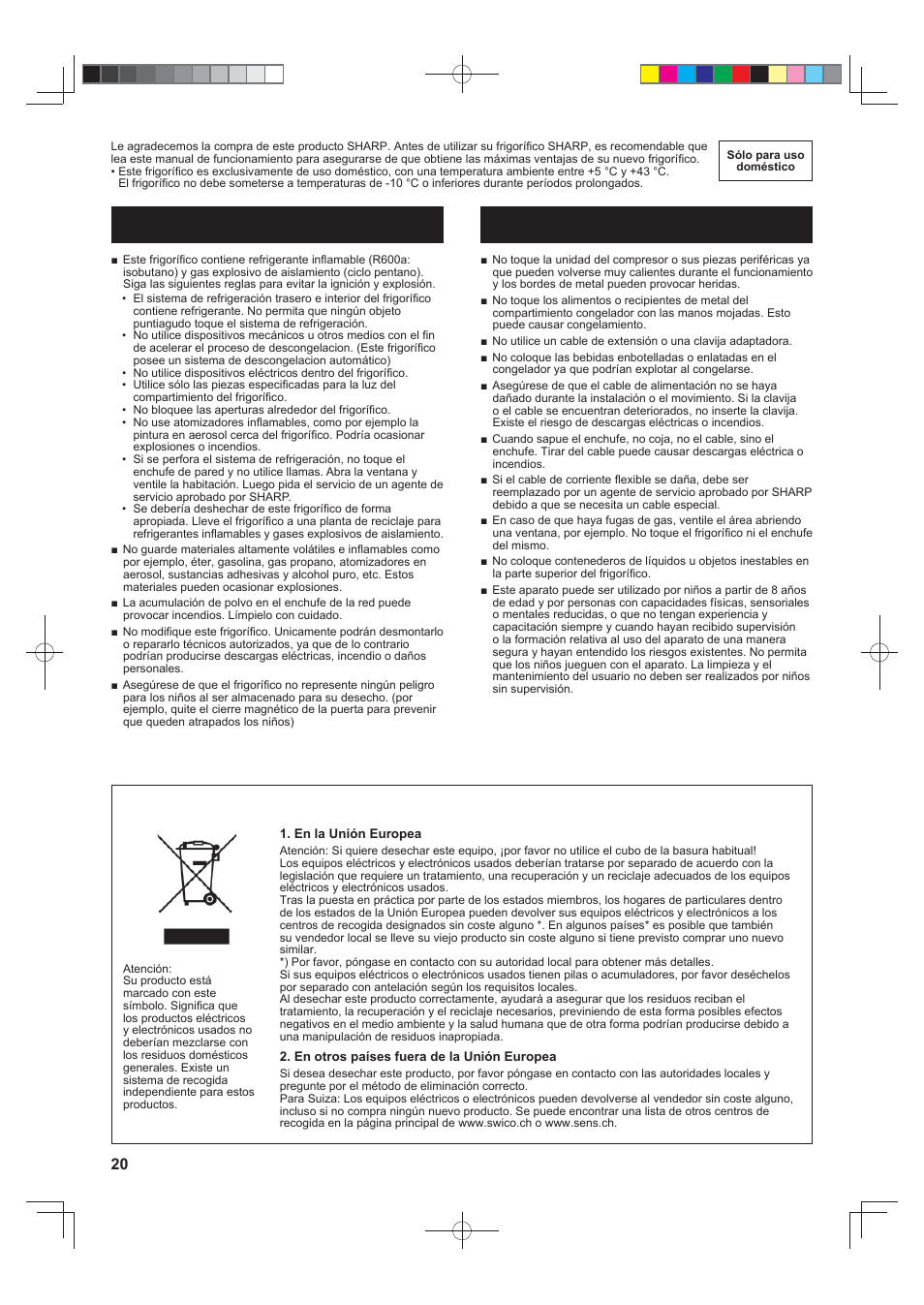Advertencia precaucion | Sharp SJ-FS820VSL User Manual | Page 20 / 308