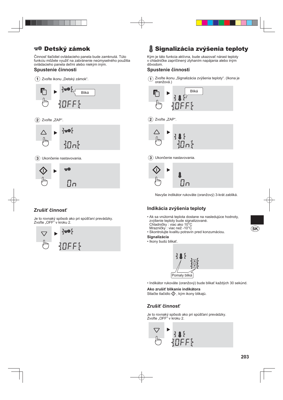 Detský zámok, Signalizácia zvýšenia teploty | Sharp SJ-FS820VSL User Manual | Page 203 / 308