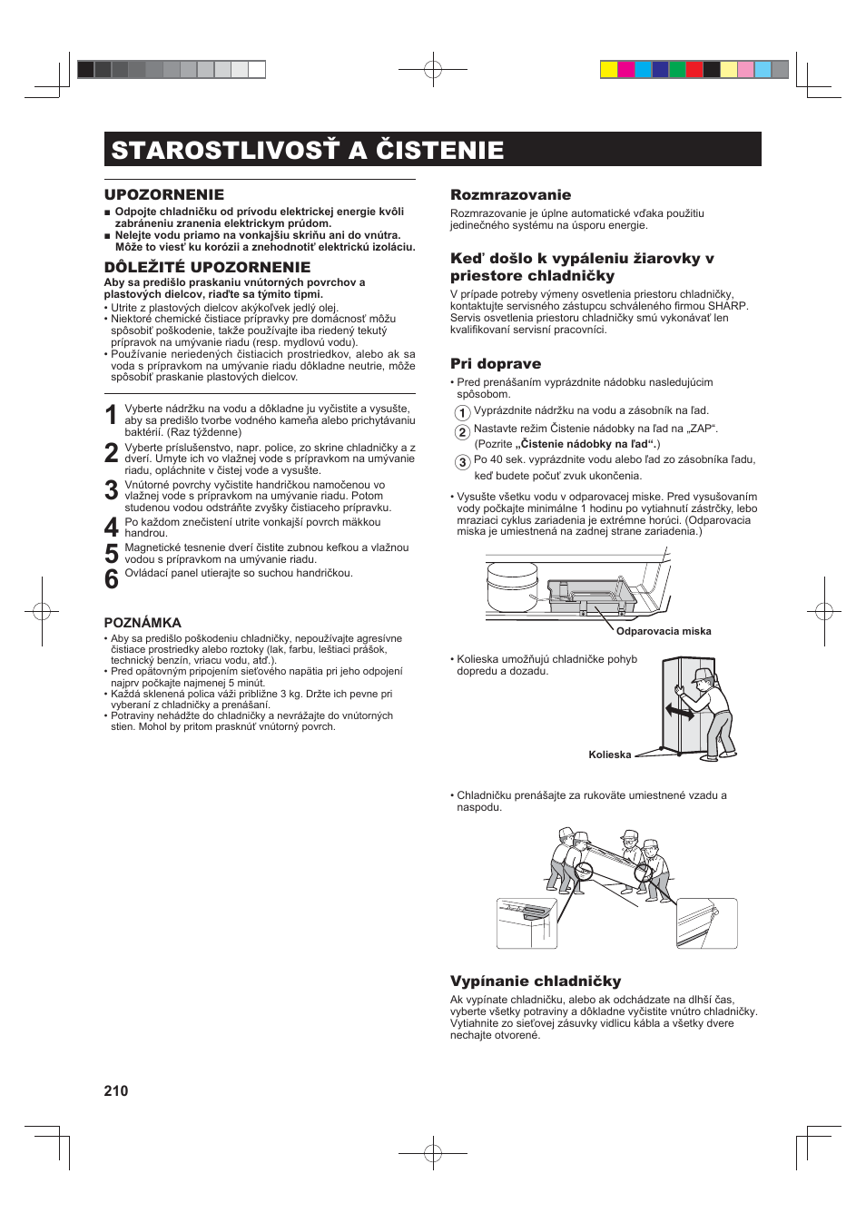 Starostlivosť a čistenie | Sharp SJ-FS820VSL User Manual | Page 210 / 308