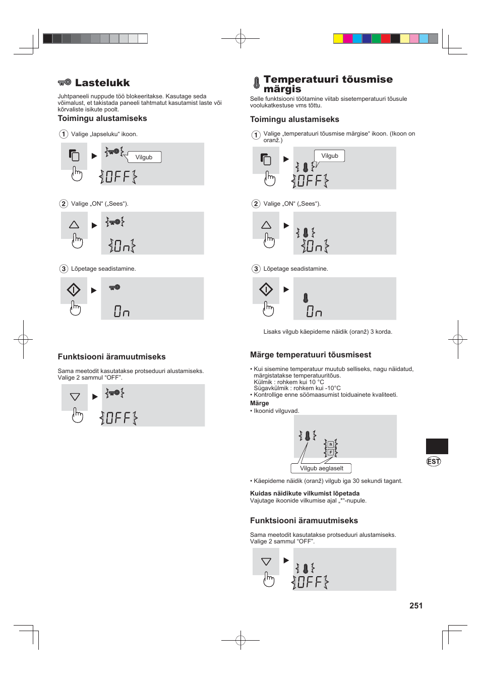 Lastelukk, Temperatuuri tõusmise märgis | Sharp SJ-FS820VSL User Manual | Page 251 / 308