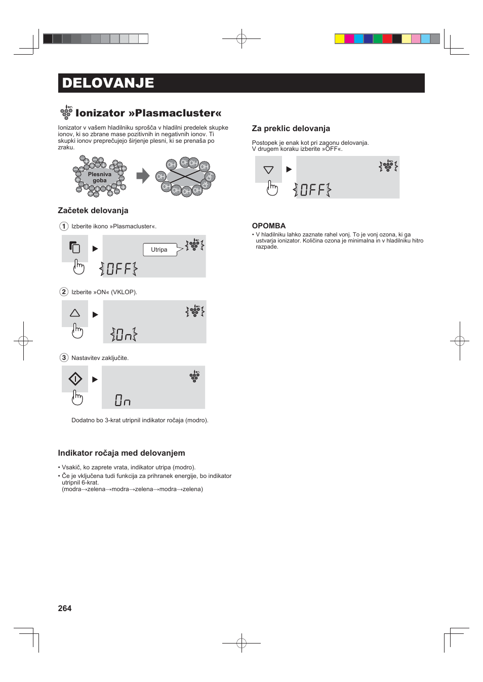 Delovanje, Ionizator »plasmacluster | Sharp SJ-FS820VSL User Manual | Page 264 / 308