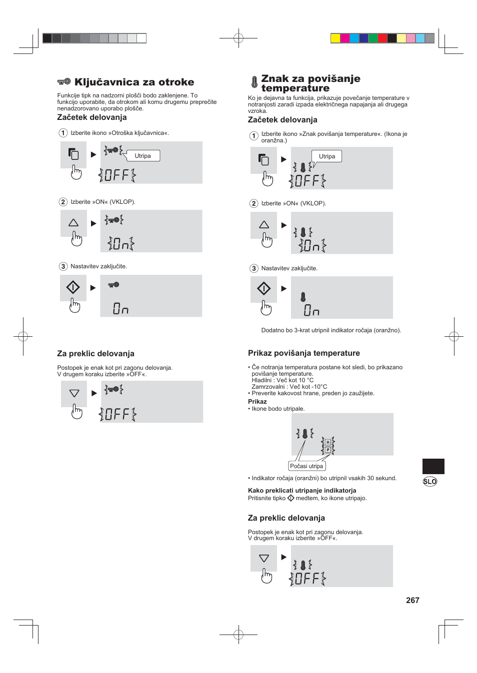 Ključavnica za otroke, Znak za povišanje temperature | Sharp SJ-FS820VSL User Manual | Page 267 / 308