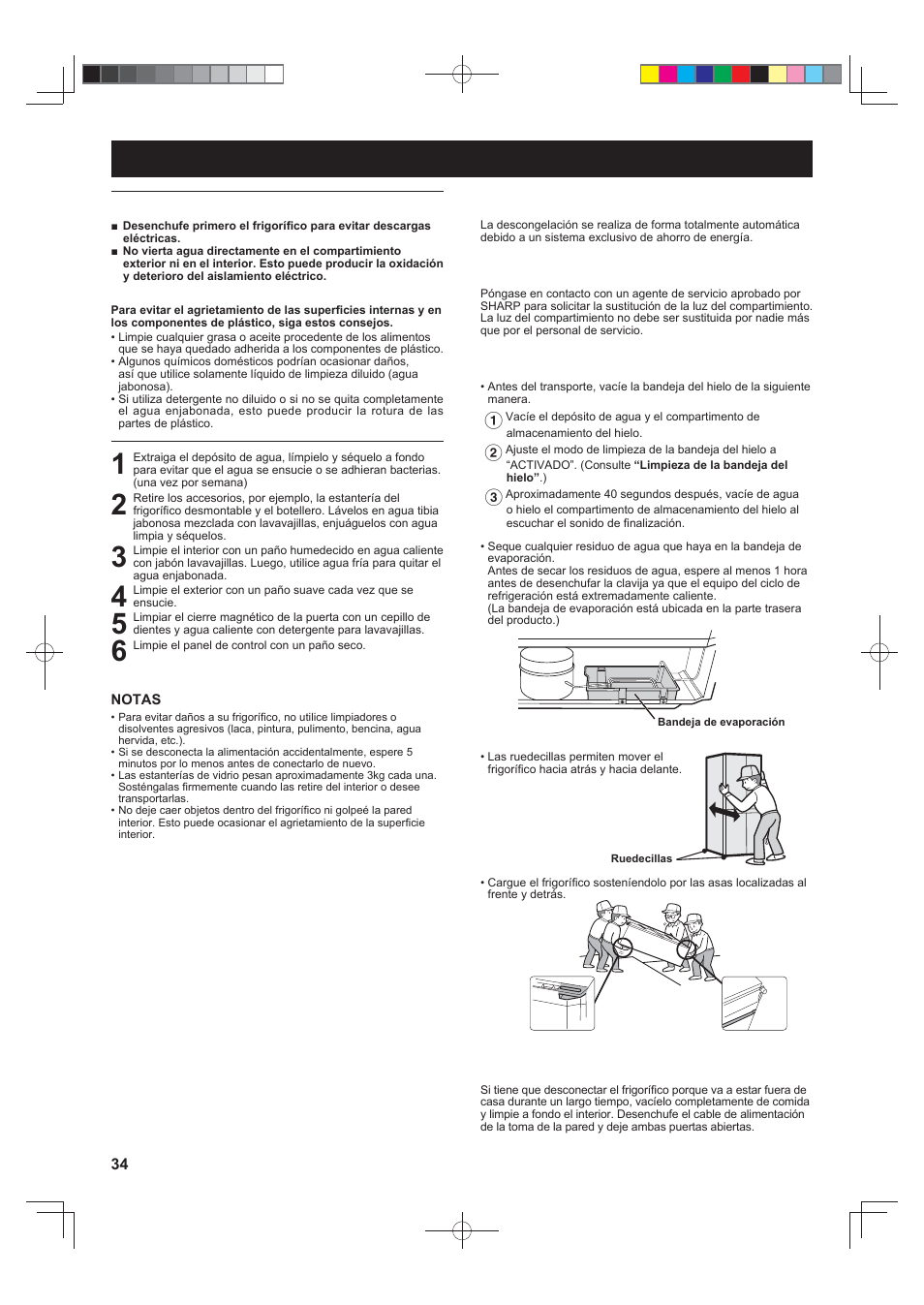 Cuidados y limpieza | Sharp SJ-FS820VSL User Manual | Page 34 / 308