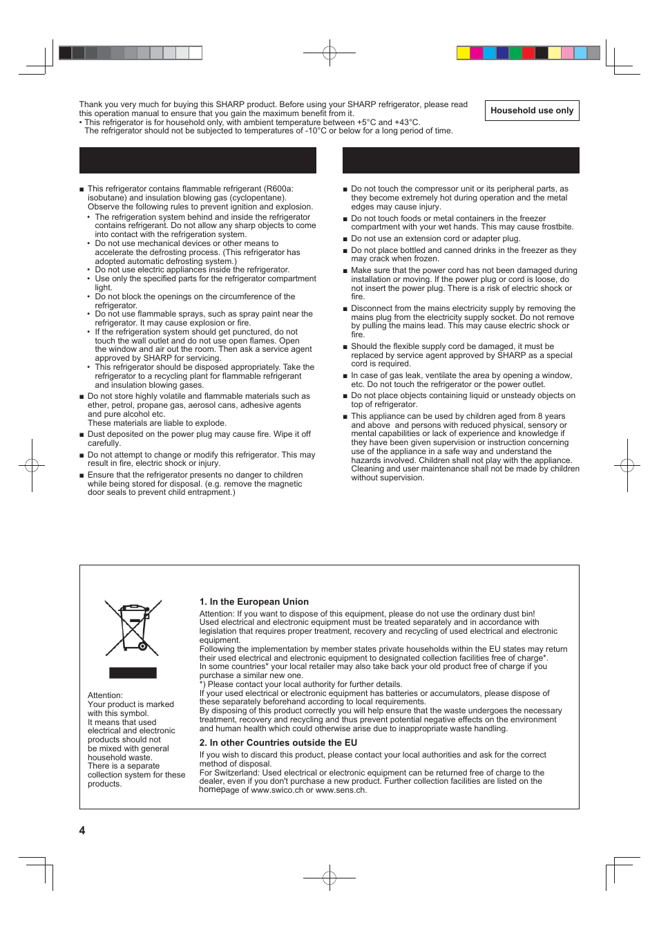 Warning caution | Sharp SJ-FS820VSL User Manual | Page 4 / 308