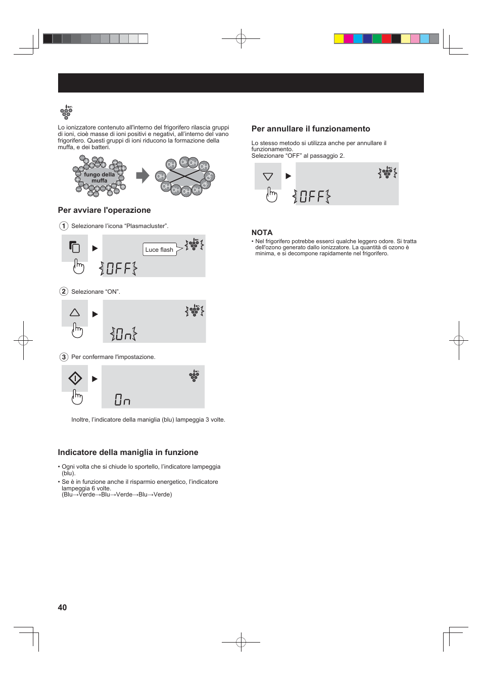 Comandi, Ionizzatore “plasmacluster | Sharp SJ-FS820VSL User Manual | Page 40 / 308