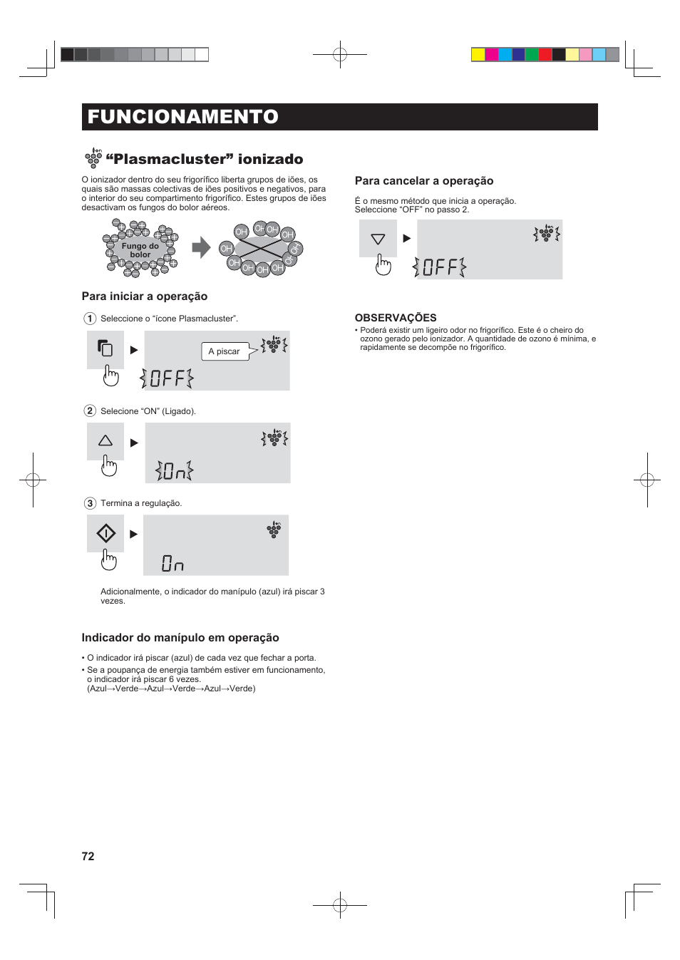 Funcionamento, Plasmacluster” ionizado | Sharp SJ-FS820VSL User Manual | Page 72 / 308