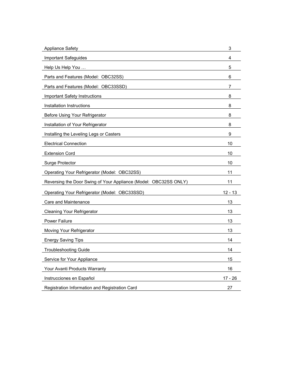 Avanti OBC33SSD User Manual | Page 2 / 29