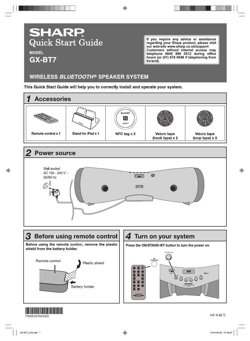 Sharp GX-BT7GM User Manual | 2 pages