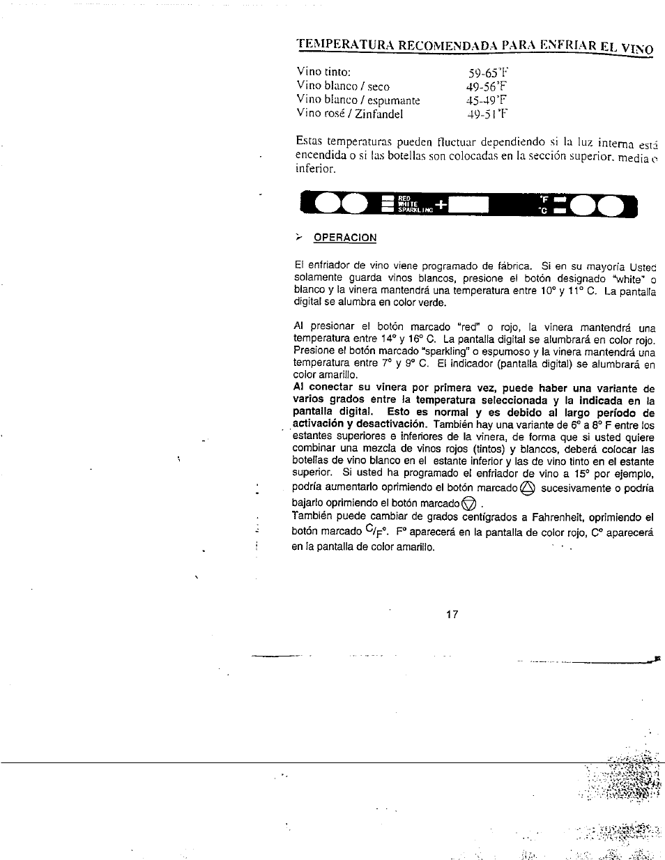 Temperatura rf.coìviendada para r:nfriar el vtxn | Avanti WC412D User Manual | Page 18 / 19