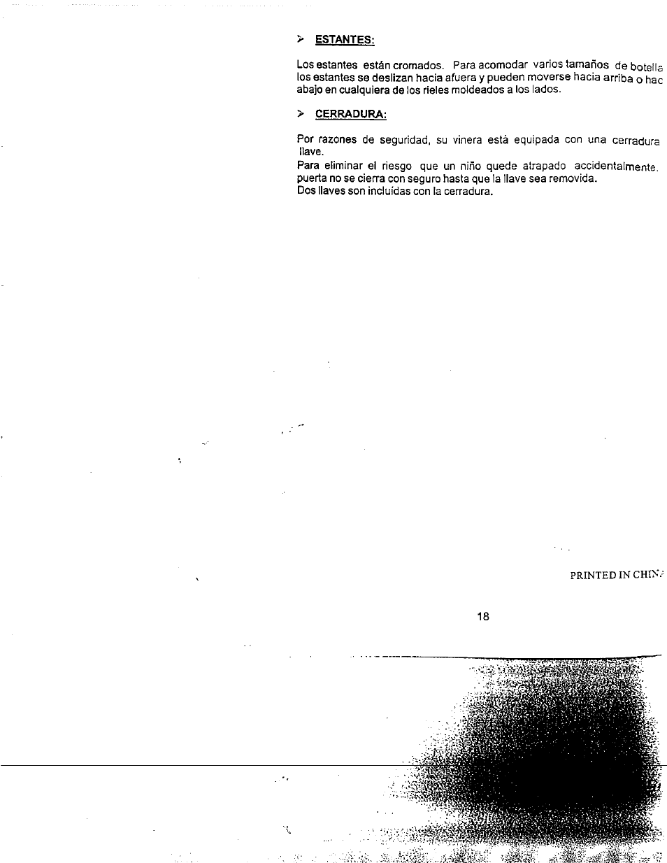 Printed in chin | Avanti WC412D User Manual | Page 19 / 19