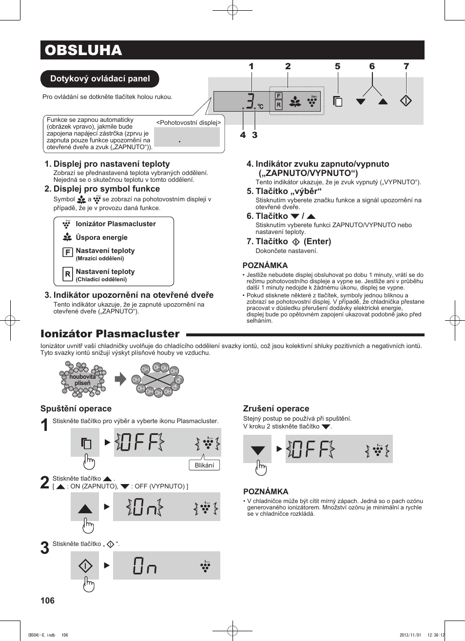 Obsluha, Ionizátor plasmacluster | Sharp SJ-GC680VSL User Manual | Page 106 / 184