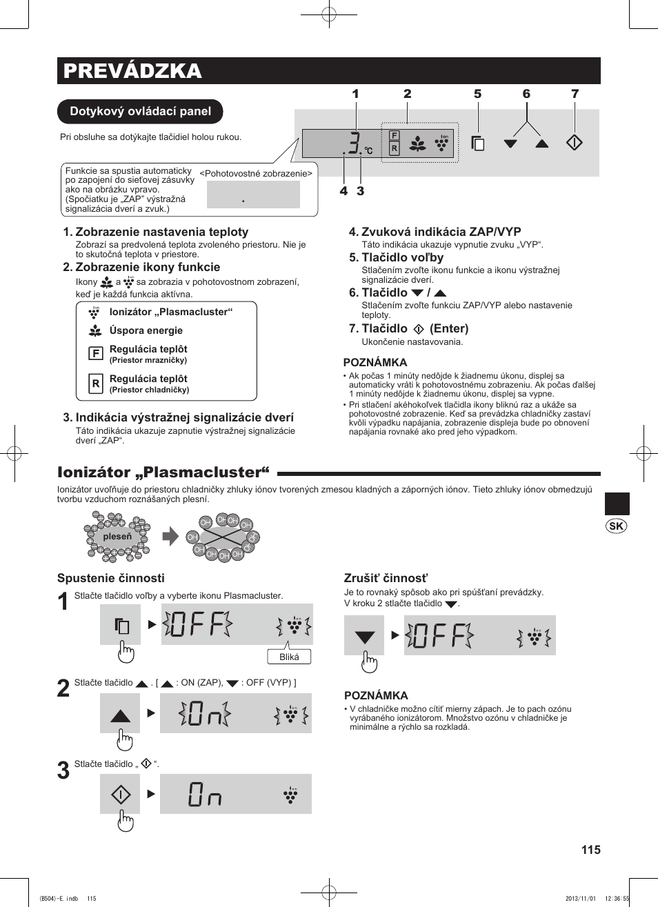 Prevádzka, Ionizátor „plasmacluster | Sharp SJ-GC680VSL User Manual | Page 115 / 184