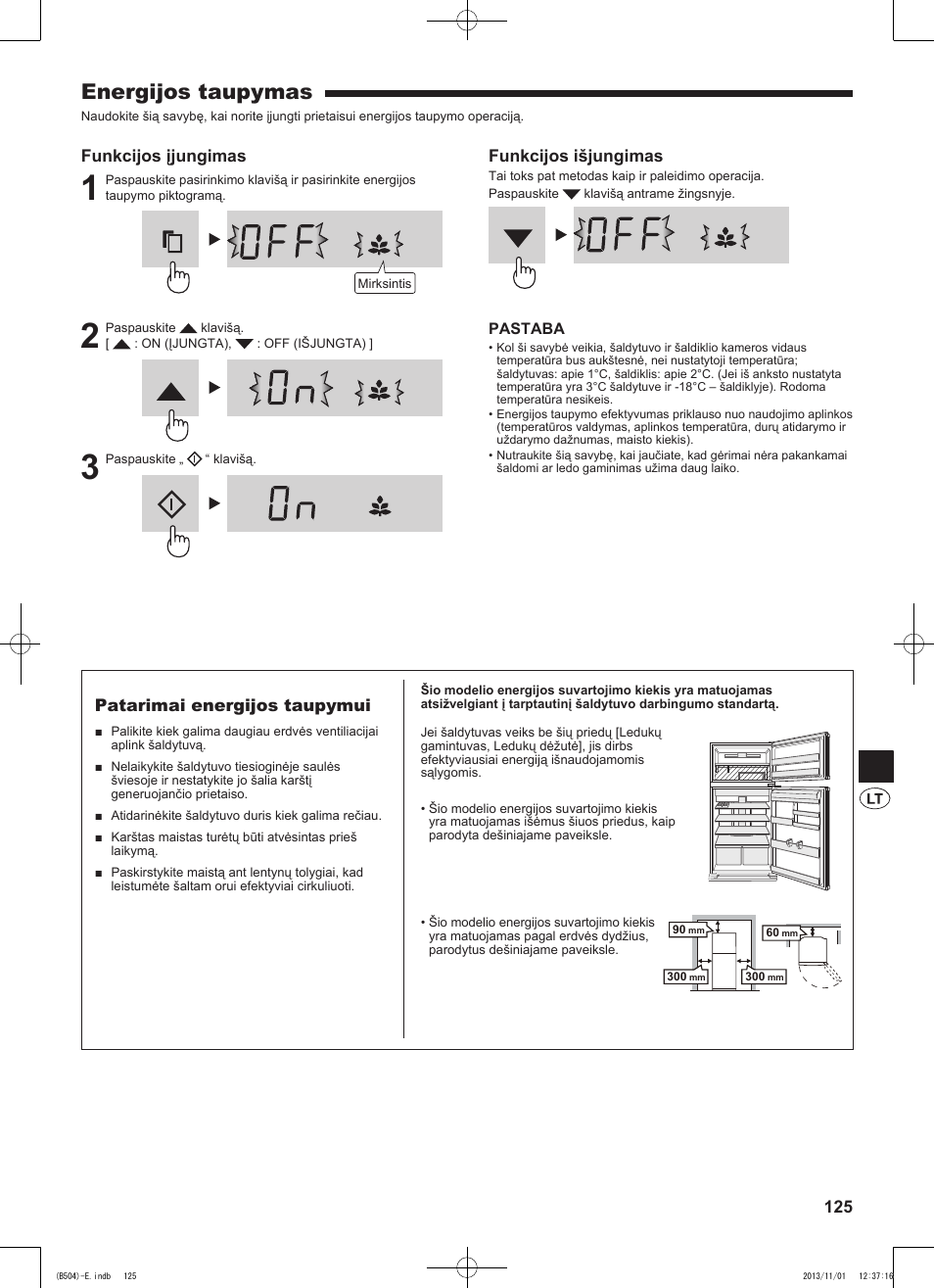 Energijos taupymas | Sharp SJ-GC680VSL User Manual | Page 125 / 184