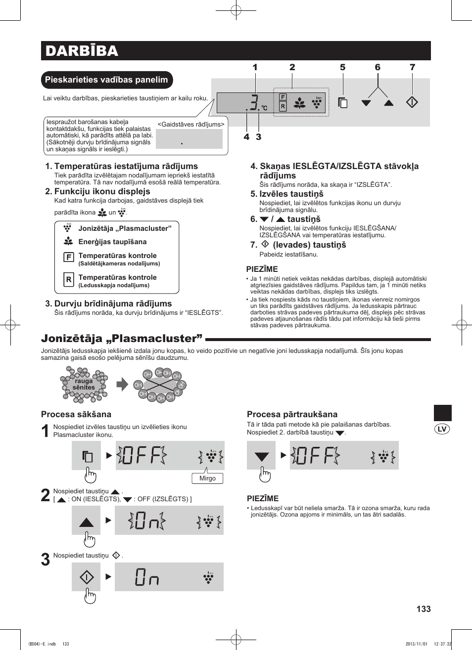 Darbība, Jonizētāja „plasmacluster | Sharp SJ-GC680VSL User Manual | Page 133 / 184