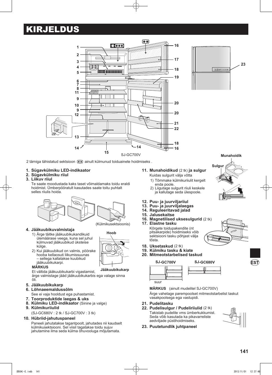 Kirjeldus | Sharp SJ-GC680VSL User Manual | Page 141 / 184