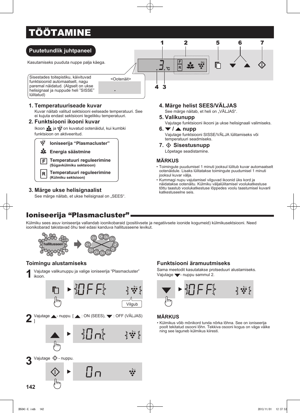 Töötamine, Ioniseerija “plasmacluster | Sharp SJ-GC680VSL User Manual | Page 142 / 184