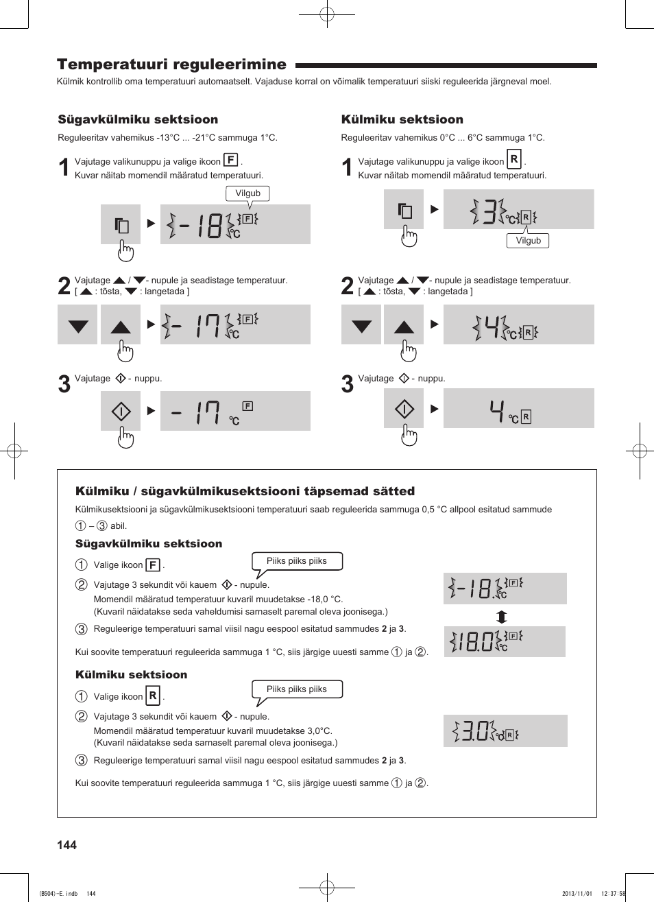 Temperatuuri reguleerimine | Sharp SJ-GC680VSL User Manual | Page 144 / 184