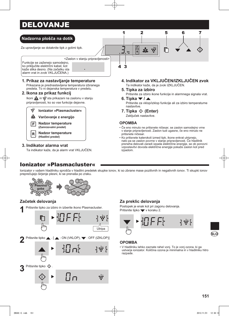 Delovanje, Ionizator »plasmacluster | Sharp SJ-GC680VSL User Manual | Page 151 / 184