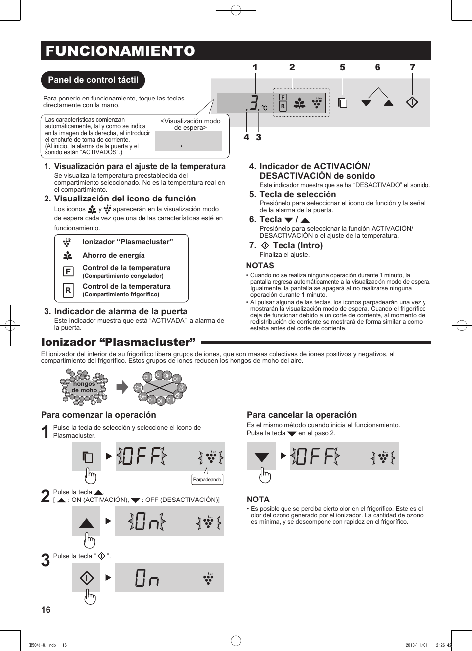 Funcionamiento, Ionizador “plasmacluster | Sharp SJ-GC680VSL User Manual | Page 16 / 184