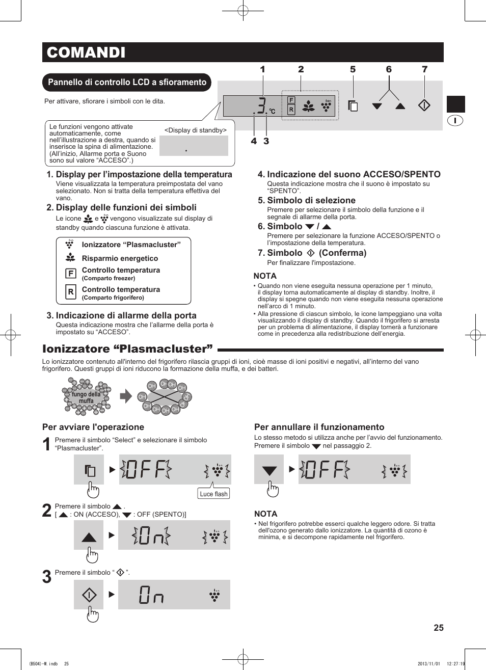 Comandi, Ionizzatore “plasmacluster | Sharp SJ-GC680VSL User Manual | Page 25 / 184