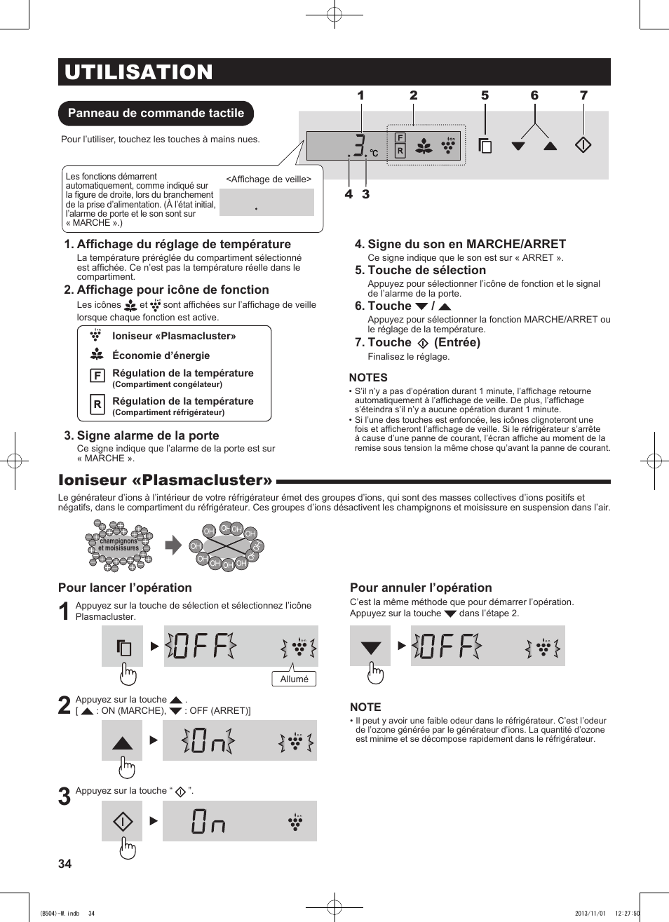 Utilisation, Ioniseur «plasmacluster | Sharp SJ-GC680VSL User Manual | Page 34 / 184
