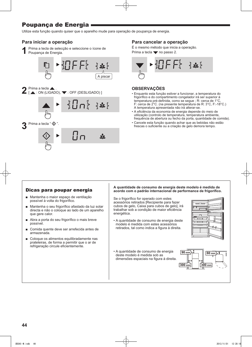 Poupança de energia | Sharp SJ-GC680VSL User Manual | Page 44 / 184