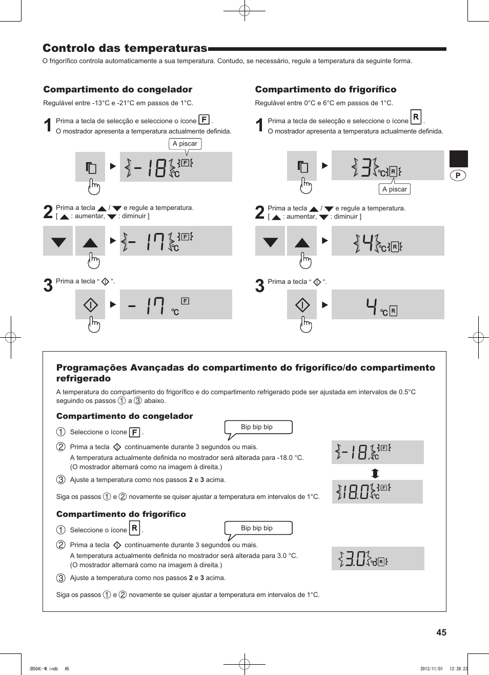 Controlo das temperaturas | Sharp SJ-GC680VSL User Manual | Page 45 / 184