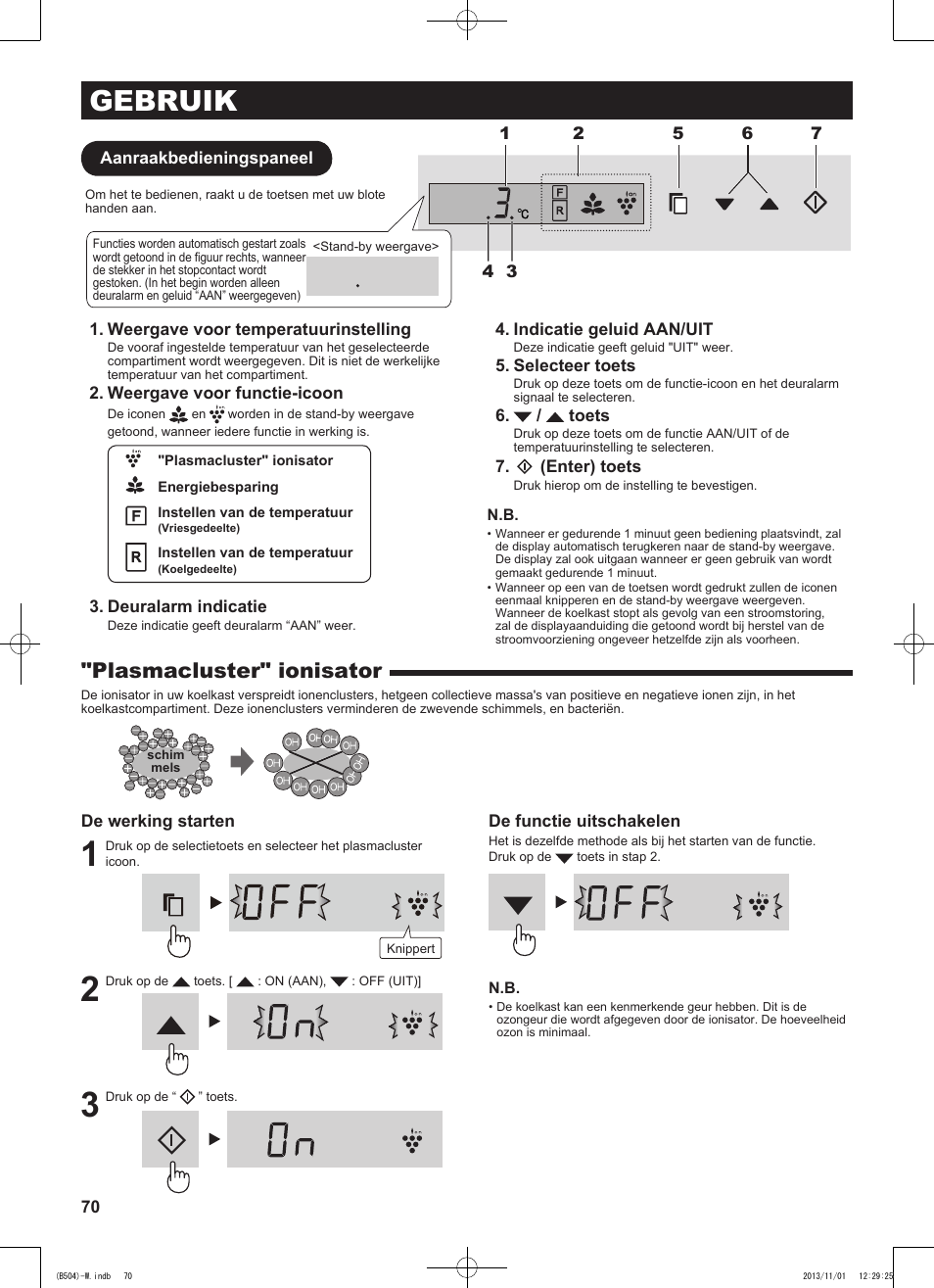 Gebruik, Plasmacluster" ionisator | Sharp SJ-GC680VSL User Manual | Page 70 / 184
