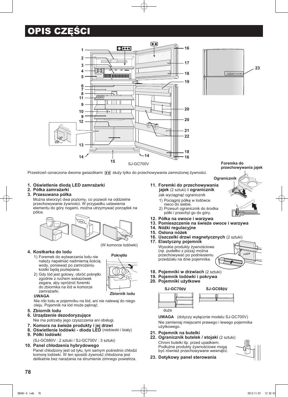 Opis części | Sharp SJ-GC680VSL User Manual | Page 78 / 184