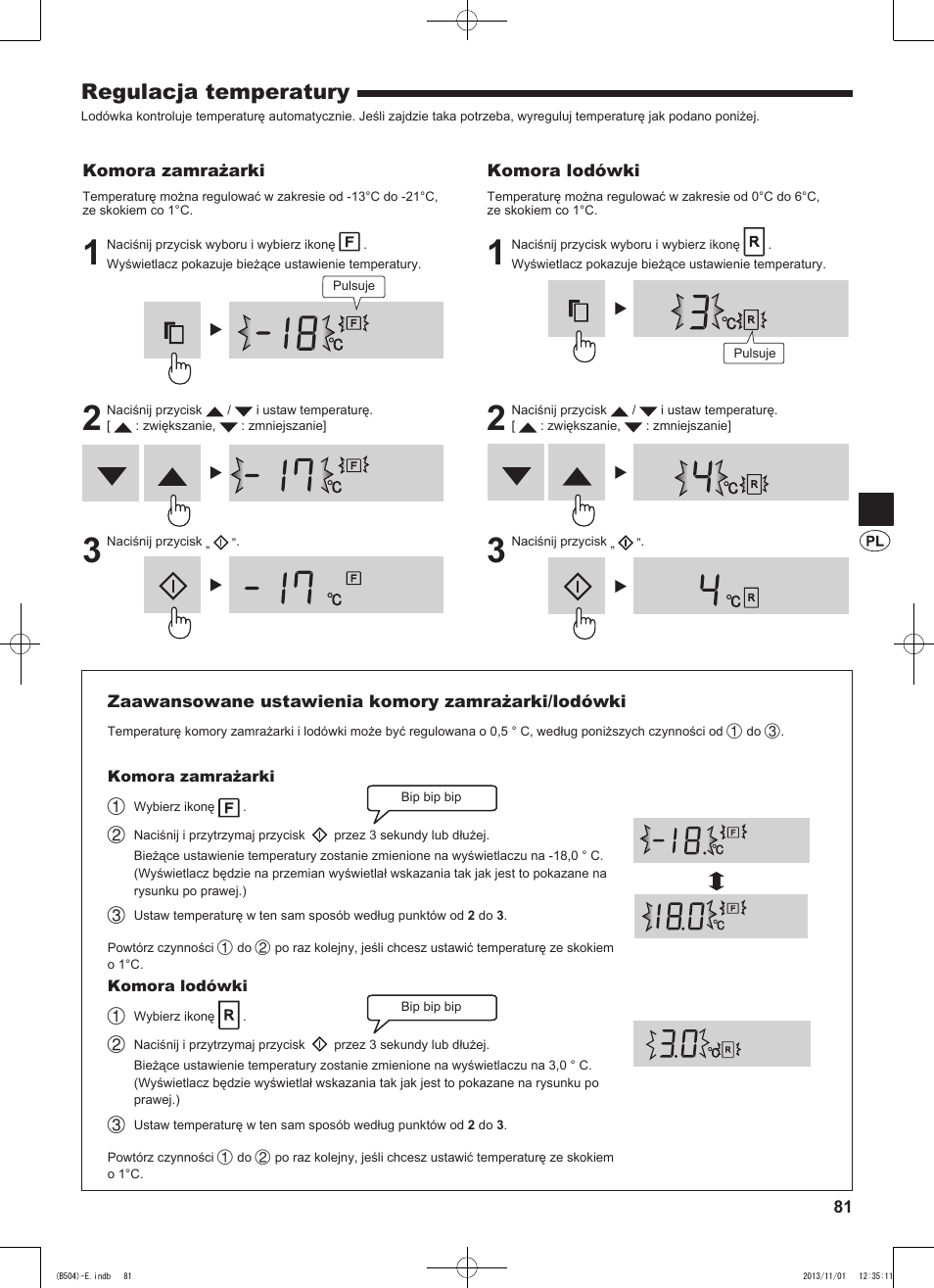 Regulacja temperatury | Sharp SJ-GC680VSL User Manual | Page 81 / 184