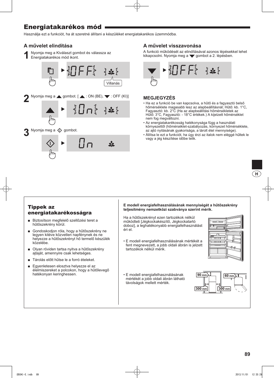 Energiatakarékos mód | Sharp SJ-GC680VSL User Manual | Page 89 / 184