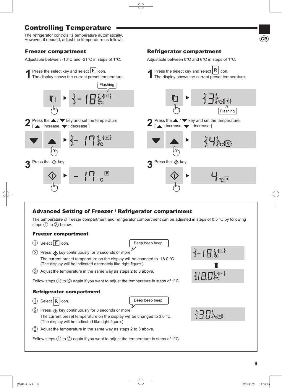 Controlling temperature | Sharp SJ-GC680VSL User Manual | Page 9 / 184