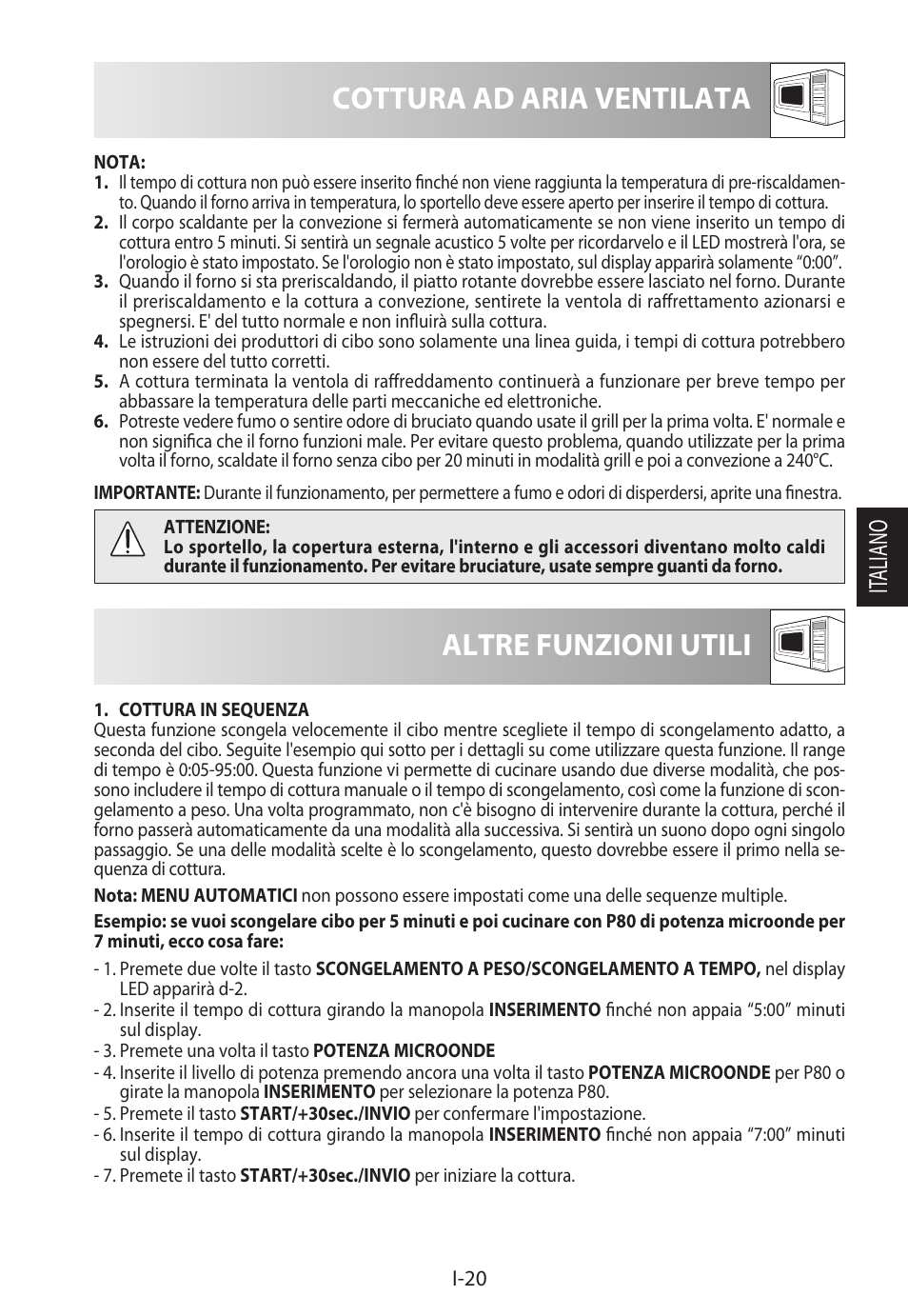 Cottura ad aria ventilata, Altre funzioni utili, It aliano | Sharp R-822STWE User Manual | Page 101 / 266