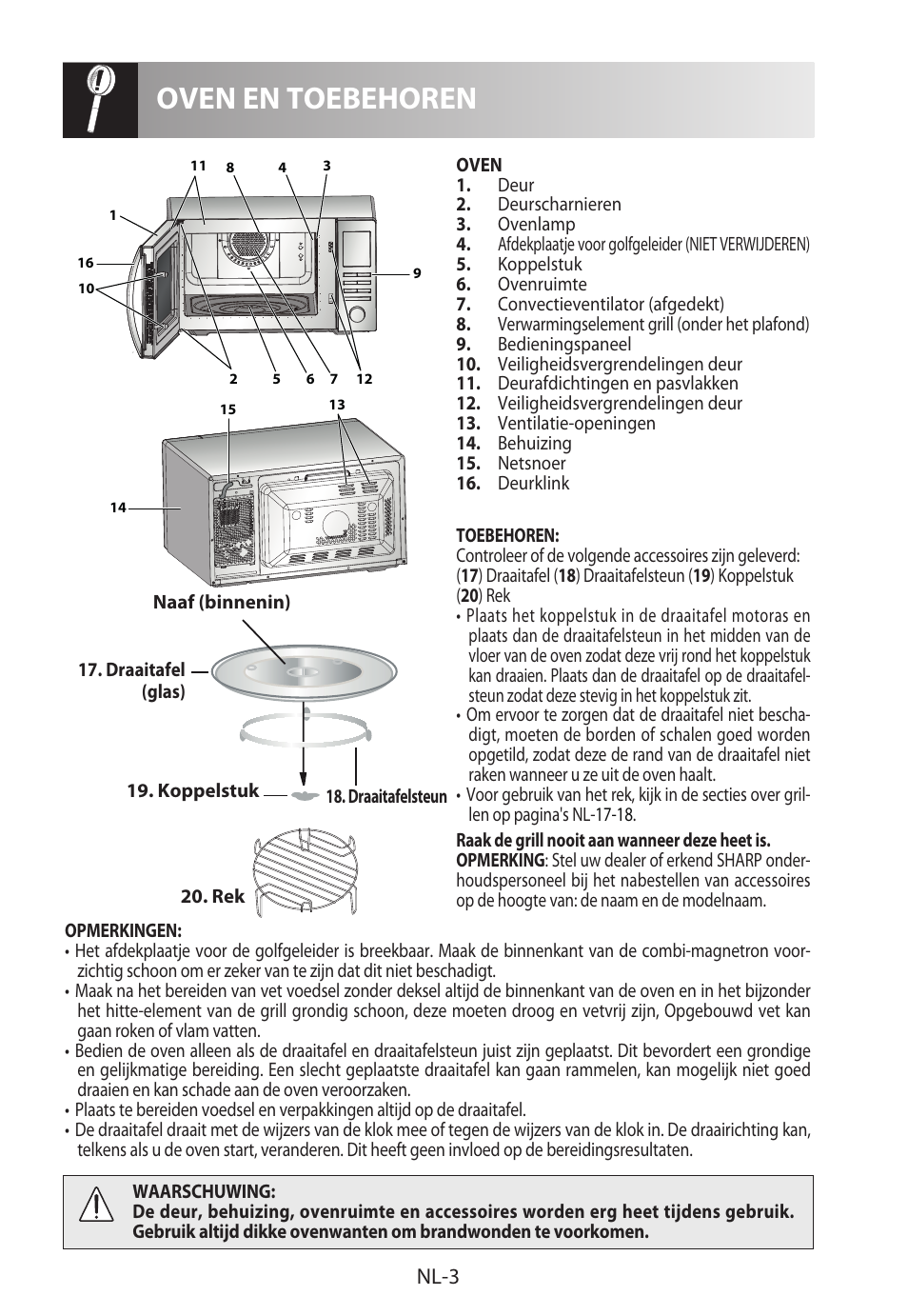 Oven en toebehoren, Nl-3 | Sharp R-822STWE User Manual | Page 110 / 266