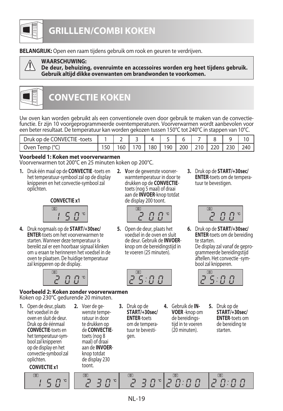Grilllen/combi koken, Convectie koken | Sharp R-822STWE User Manual | Page 126 / 266