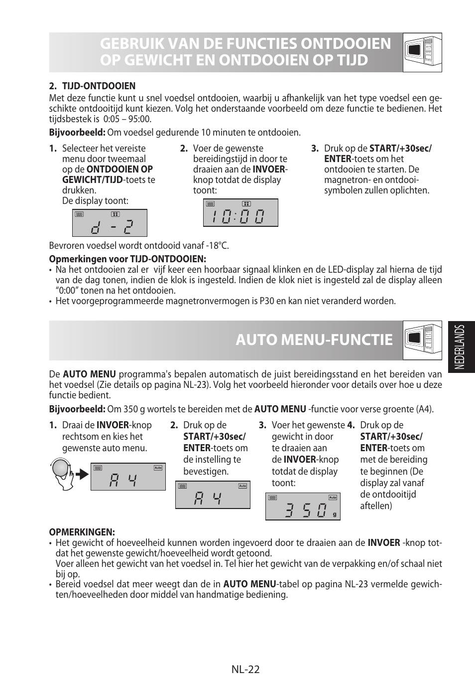 Auto menu-functie, Nederlands | Sharp R-822STWE User Manual | Page 129 / 266