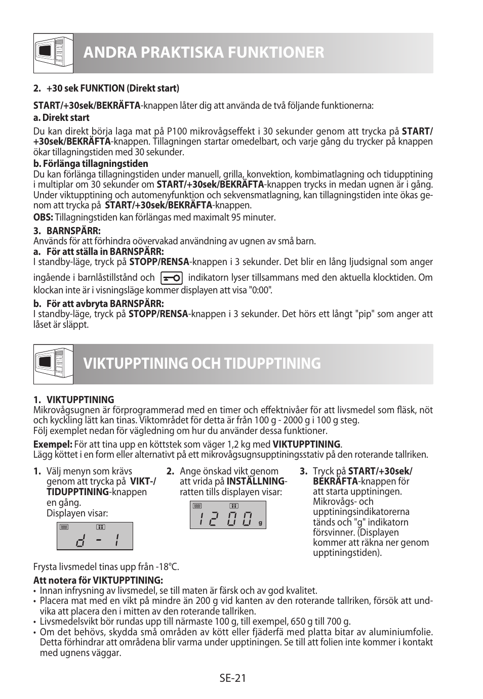 Andra praktiska funktioner, Viktupptining och tidupptining | Sharp R-822STWE User Manual | Page 154 / 266