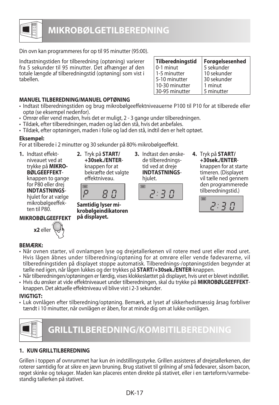 Mikrobølgetilberedning, Grilltilberedning/kombitilberedning | Sharp R-822STWE User Manual | Page 176 / 266