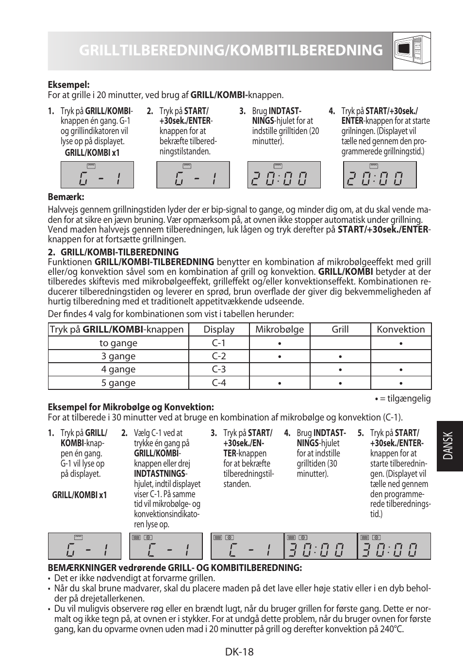 Grilltilberedning/kombitilberedning, Da ns k | Sharp R-822STWE User Manual | Page 177 / 266