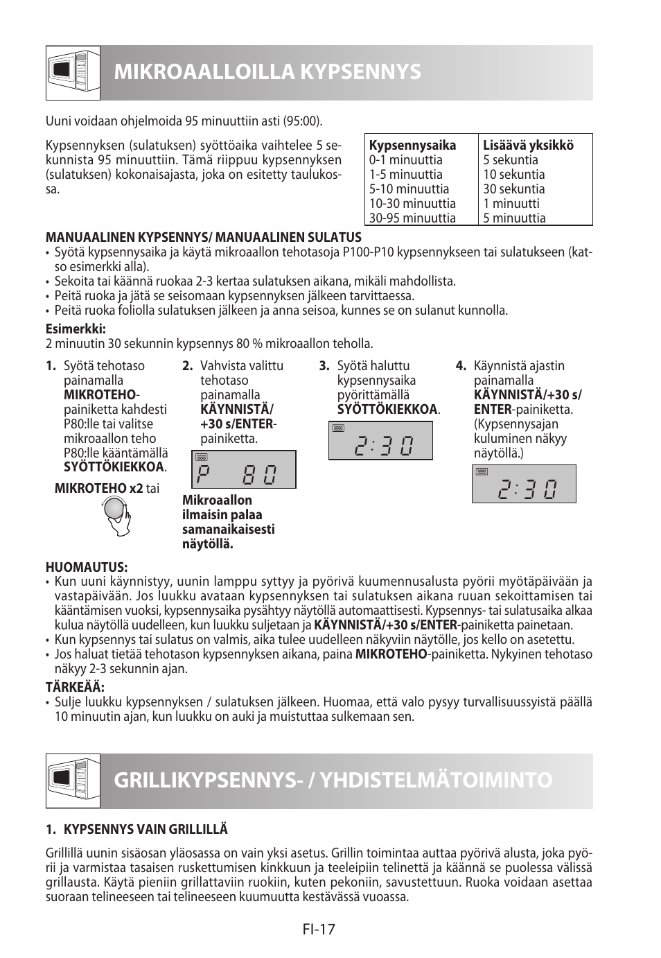 Mikroaalloilla kypsennys, Grillikypsennys- / yhdistelmätoiminto | Sharp R-822STWE User Manual | Page 228 / 266