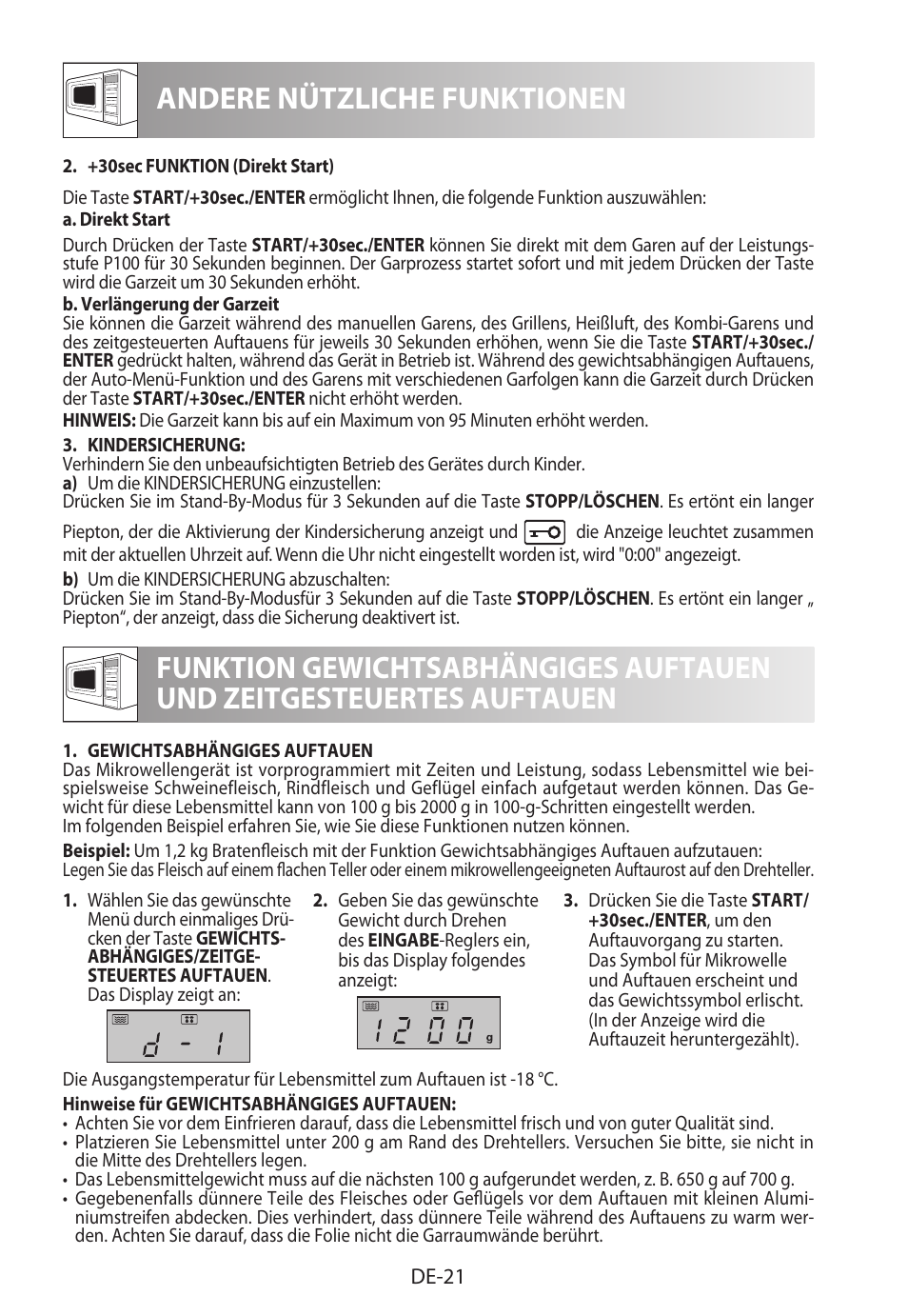 Andere nützliche funktionen | Sharp R-822STWE User Manual | Page 24 / 266