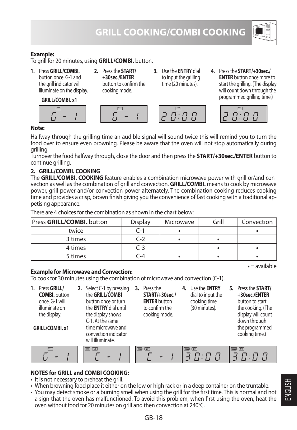 Grill cooking/combi cooking, English | Sharp R-822STWE User Manual | Page 255 / 266
