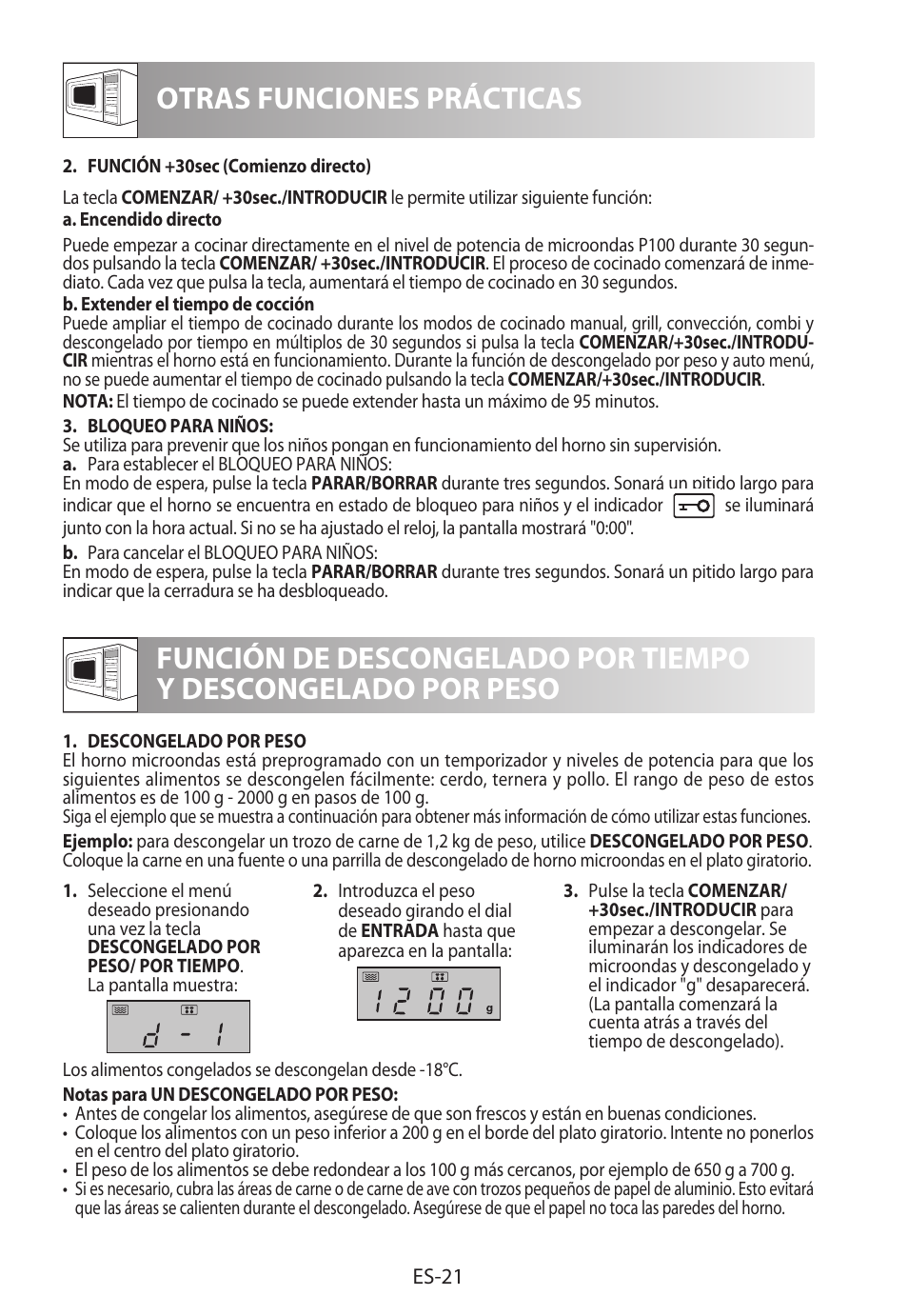 Otras funciones prácticas | Sharp R-822STWE User Manual | Page 50 / 266
