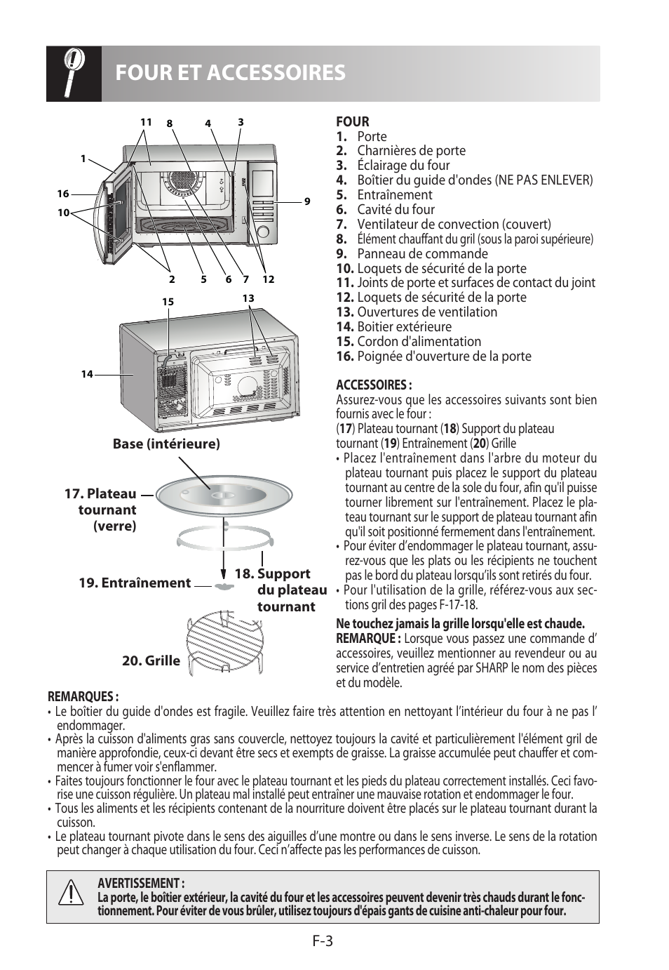 Four et accessoires | Sharp R-822STWE User Manual | Page 58 / 266