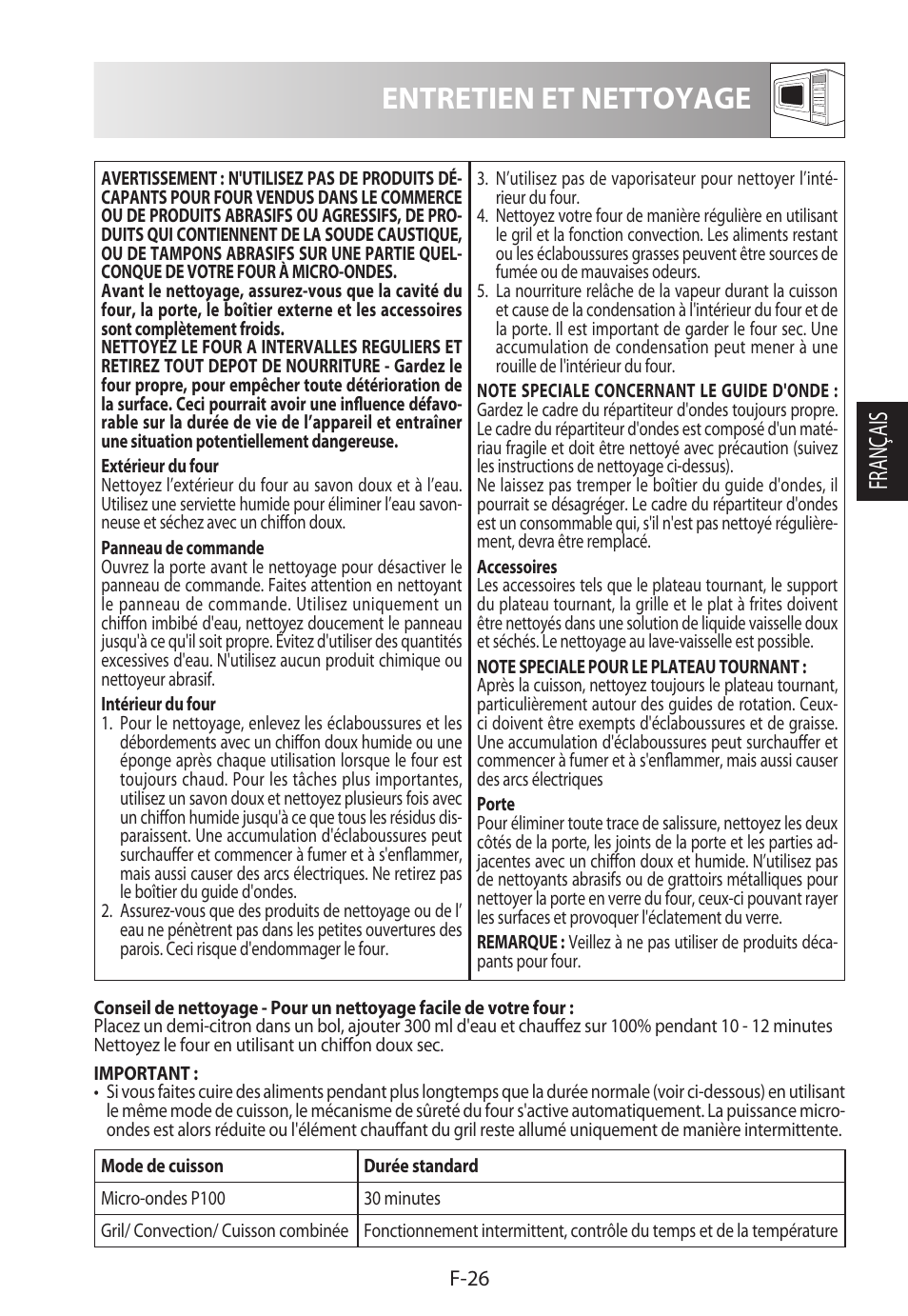 Entretien et nettoyage, Français | Sharp R-822STWE User Manual | Page 81 / 266