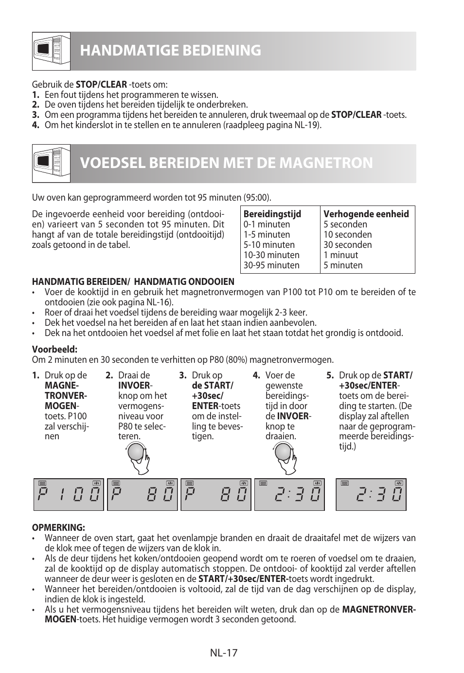 Handmatige bediening, Voedsel bereiden met de magnetron | Sharp R-722STWE User Manual | Page 116 / 246