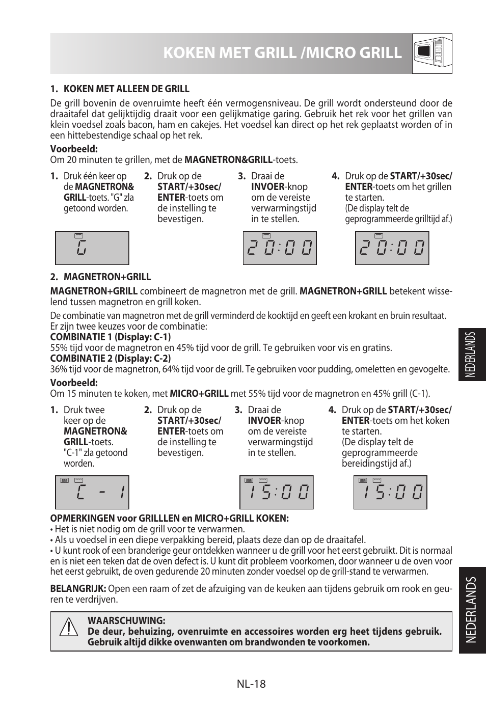 Koken met grill /micro grill, Nederlands | Sharp R-722STWE User Manual | Page 117 / 246